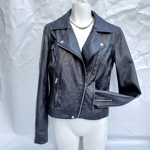 NWOT Faux Leather Biker Jacket - Picture 12 of 16